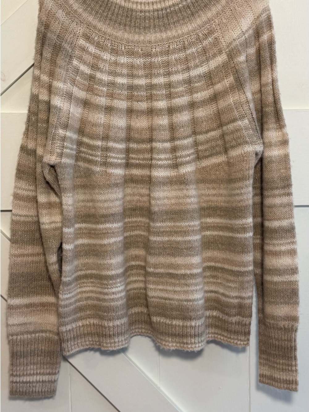 Knox Rose XXL NWT Oatmeal Striped Knit Sweater Neutral Cozy Pullover